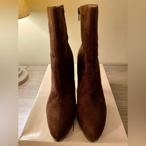 Brown suede booties